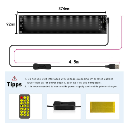 LETRERO LUZ PIXEL 16*64